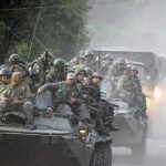 Russian troops in armoured vehicles during the 2008 Russia–Georgia War