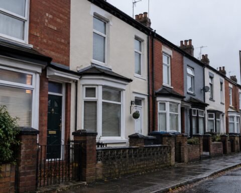 A row of terraced houses in England