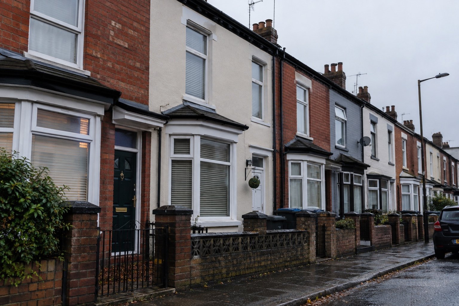 A row of terraced houses in England